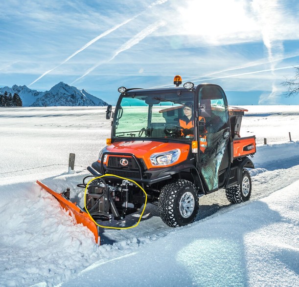 Relevage AV. - force d'arrachement 500kg Kubota RTV-X1110 (utilisant l'hyd. de bennage du plateau inclus la dérivation), W20TK01136