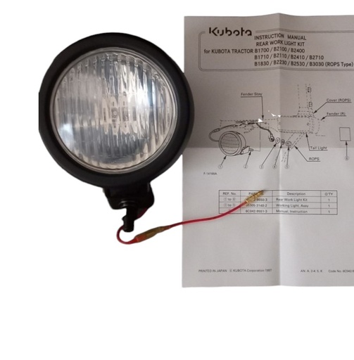 [6C04295501] Phare de travail arrière pour micro tracteur, KUBOTA 6C04295501